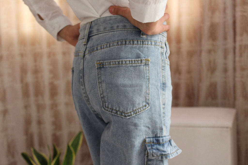 Pantalon Jean Cargo Large