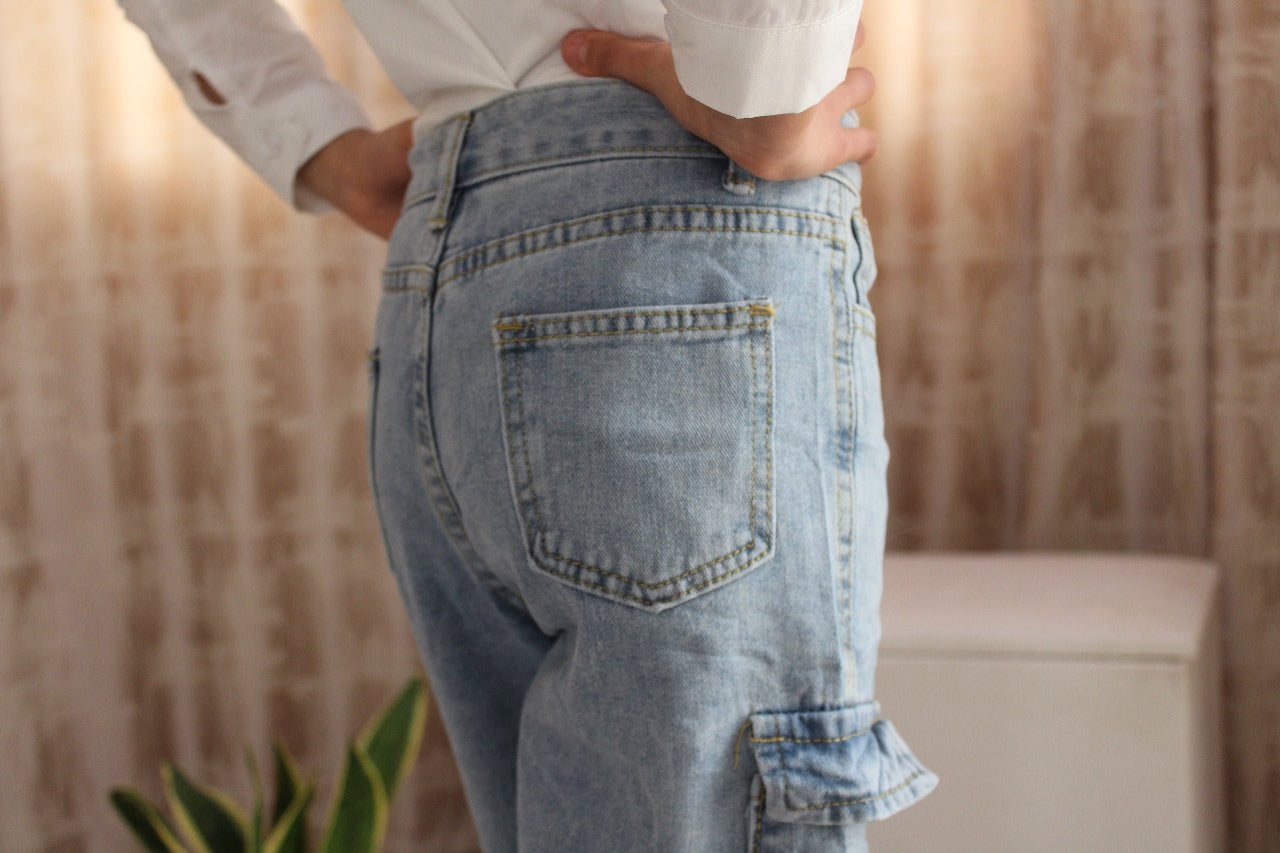 Pantalon Jean Cargo Large