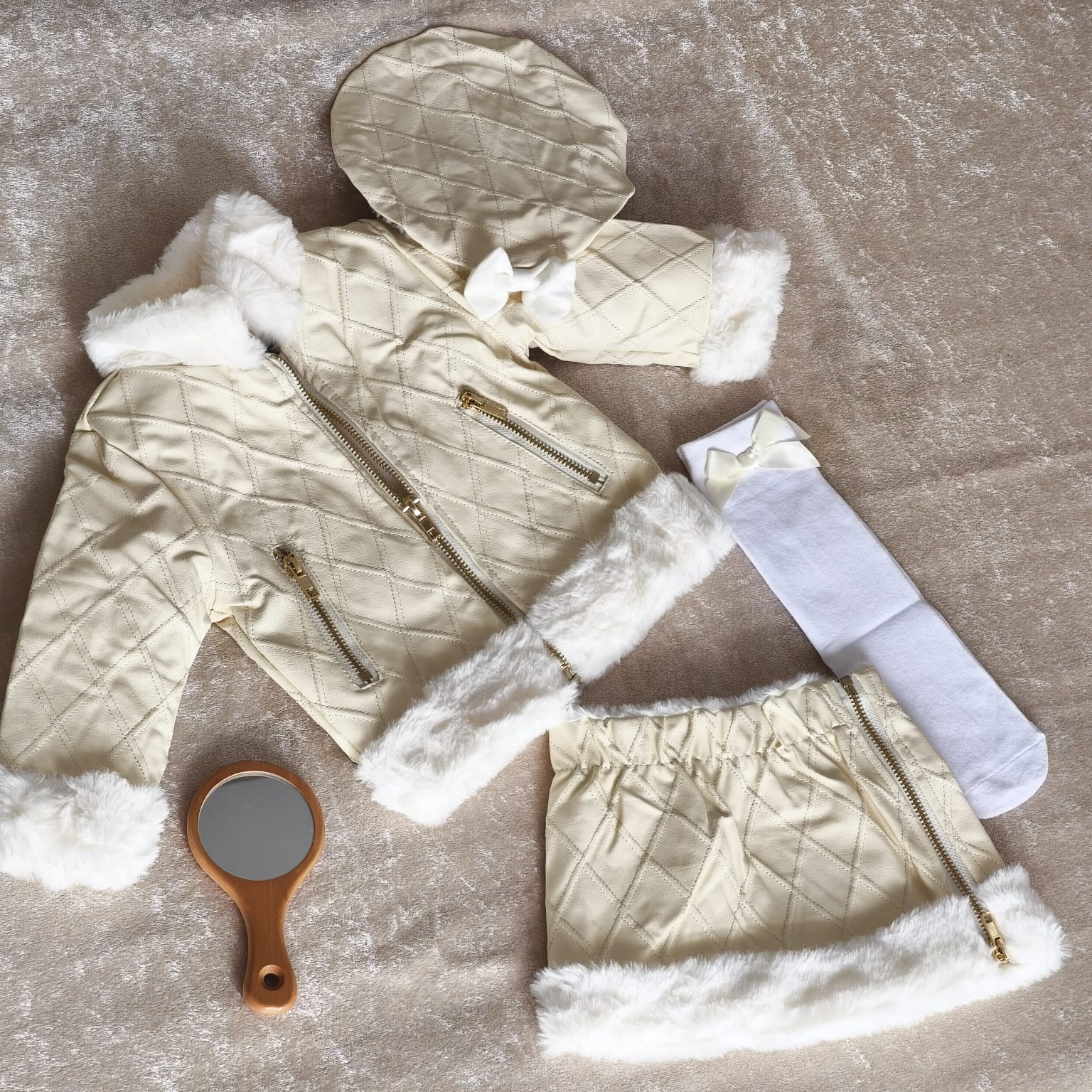 Ensemble CUIR FORRURE pour bébé et fille